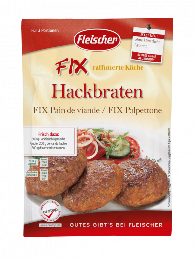 Fleischer FIX Hackbraten (VE=15 Beutel a 70 g), Mindesthaltbarkeit 09.04.2026 - nur noch 1 VE vorr�tig-